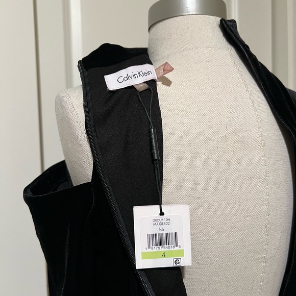 Calvin Klein Black Velvet Cold Shoulder Dress - Picture 5 of 5
